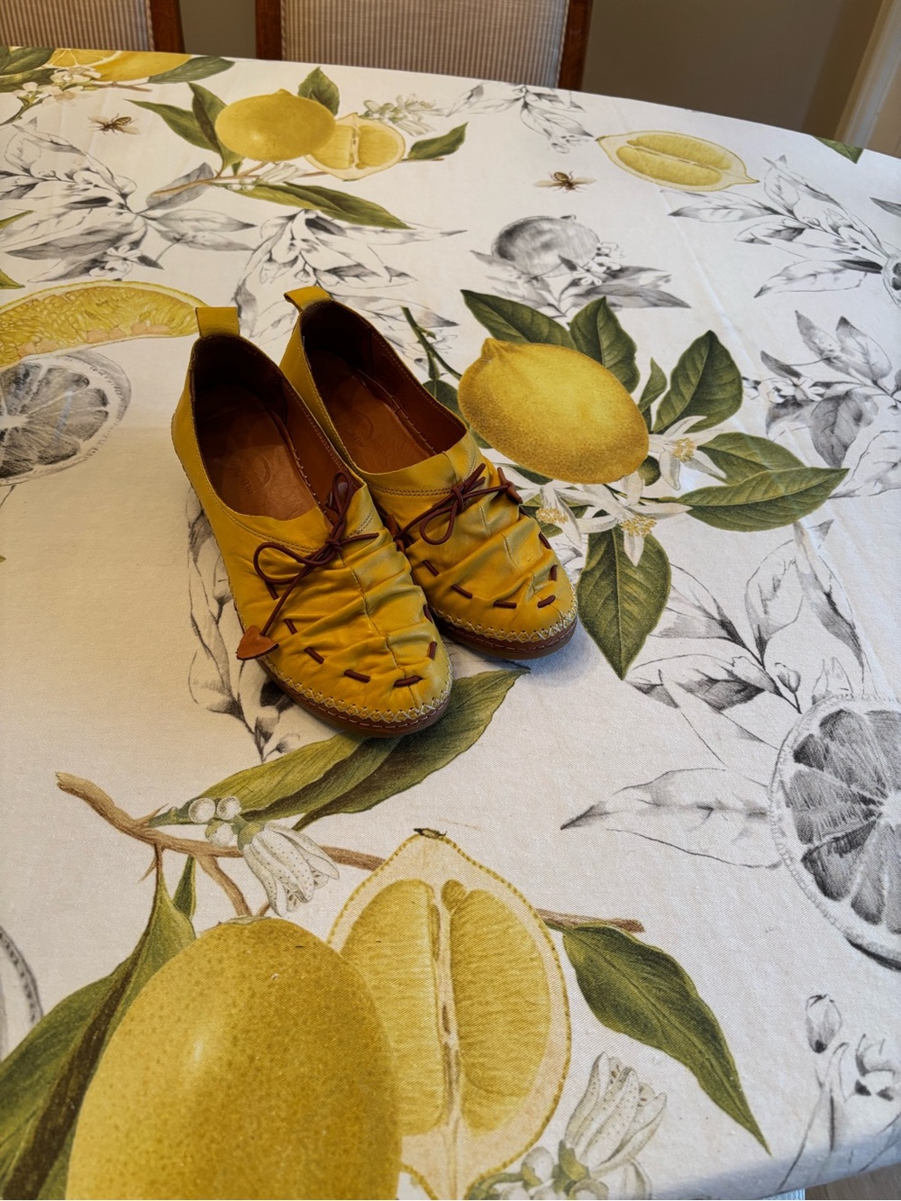 Lemon Loves Lime Yellow Leather Slip-On Flats